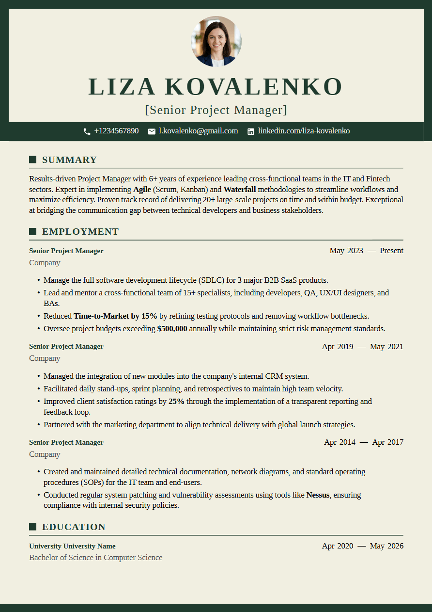 Modern ATS-friendly resume template — Envoy | CV Mate