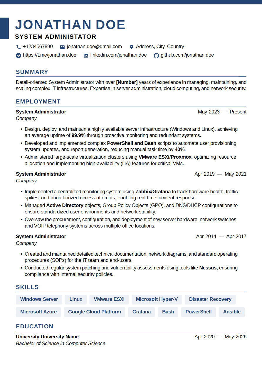 Modern ATS-friendly resume template — Meridian | CV Mate