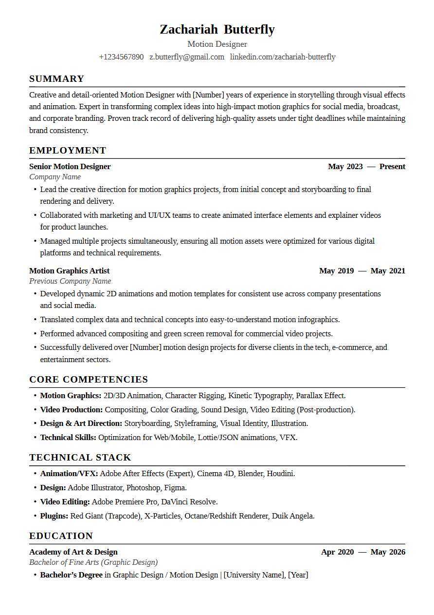 Modern ATS-friendly resume template — Sentinel | CV Mate