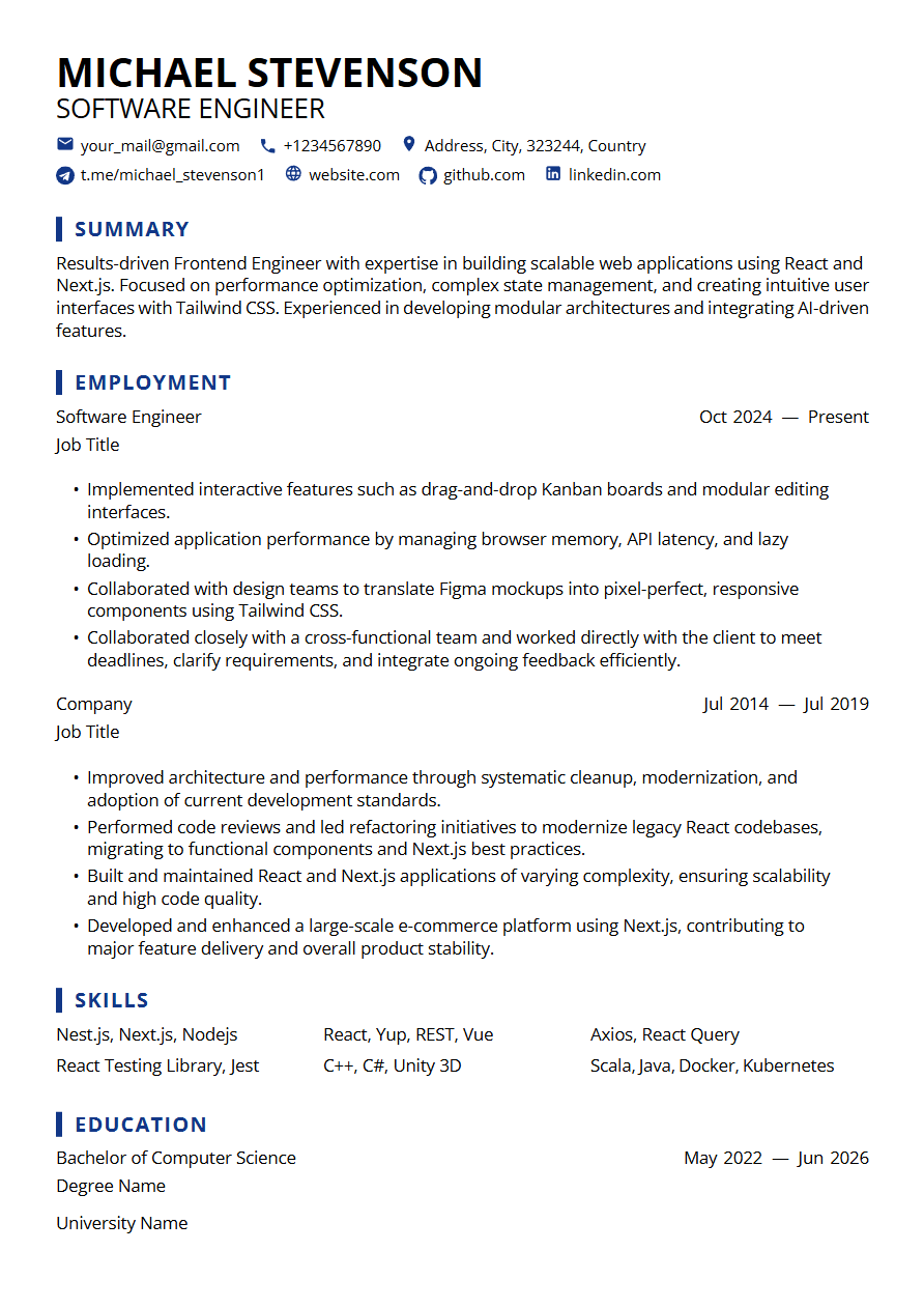 Modern ATS-friendly resume template — Valor | CV Mate